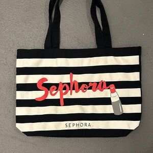 Sephora Striped Tote with Red Accent